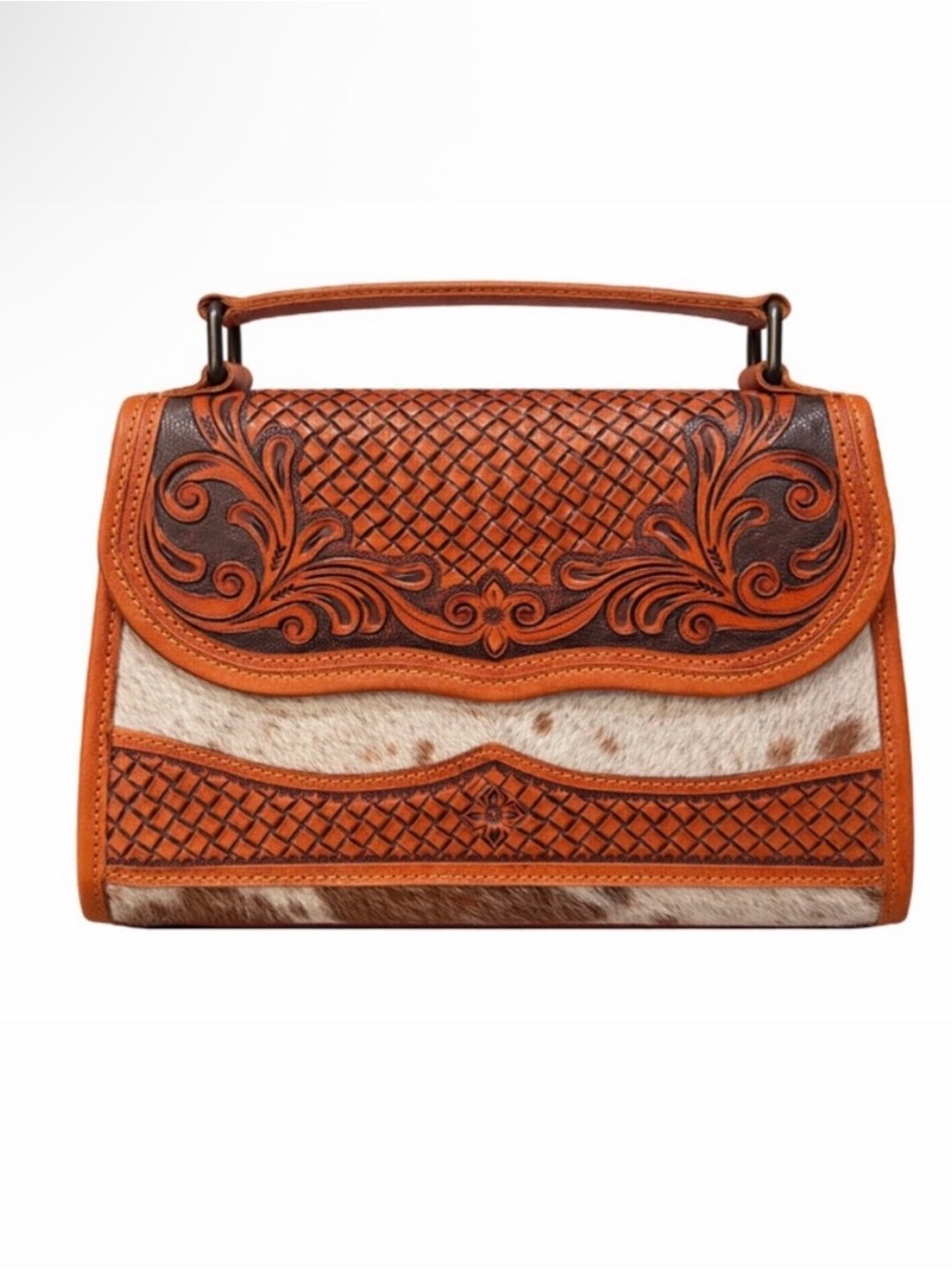 Western Linens Handcrafted Leather and Cow Hide Purse